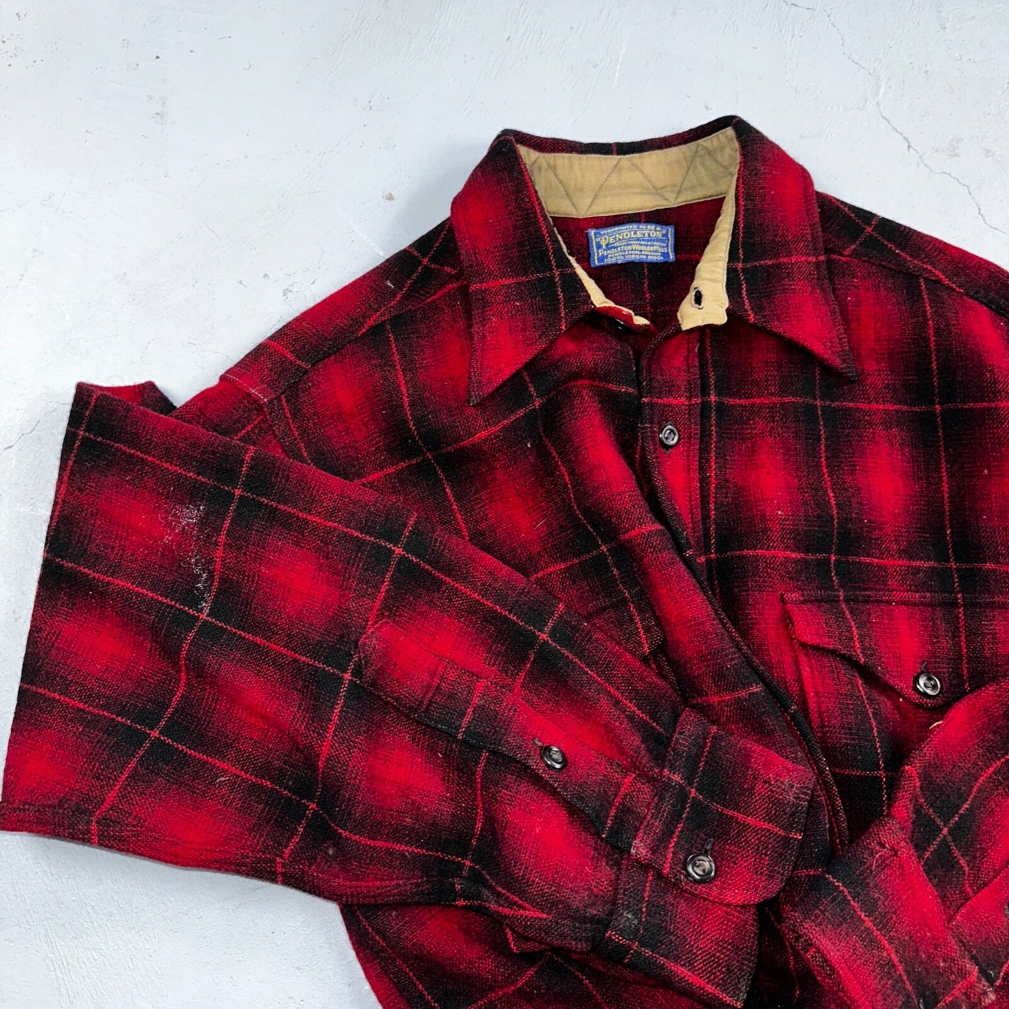 Pendleton 1930s VTG Wool Shirt Jacket Long Sleeve Flannel Buffalo Plaid 30s 40s
