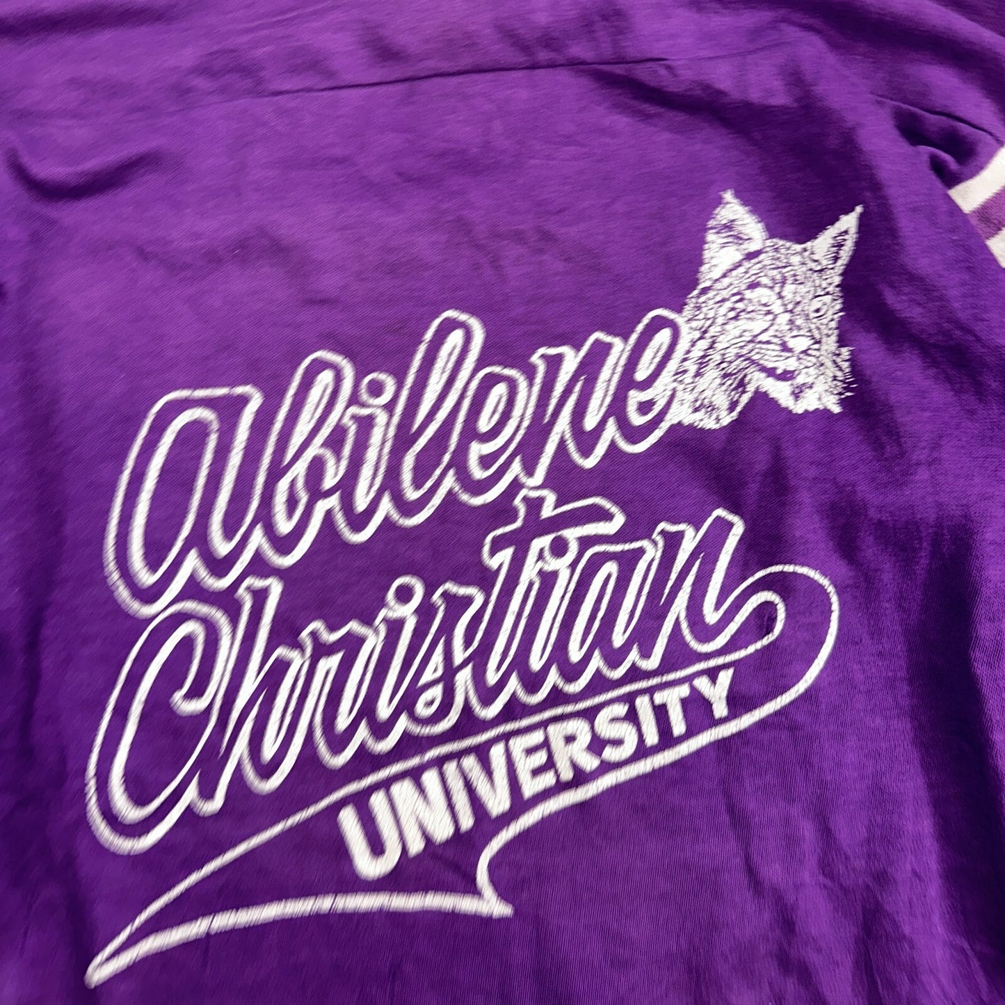 Abilene Christian University Texas 70s VTG T Shirt Football Raglan Purple 1970s