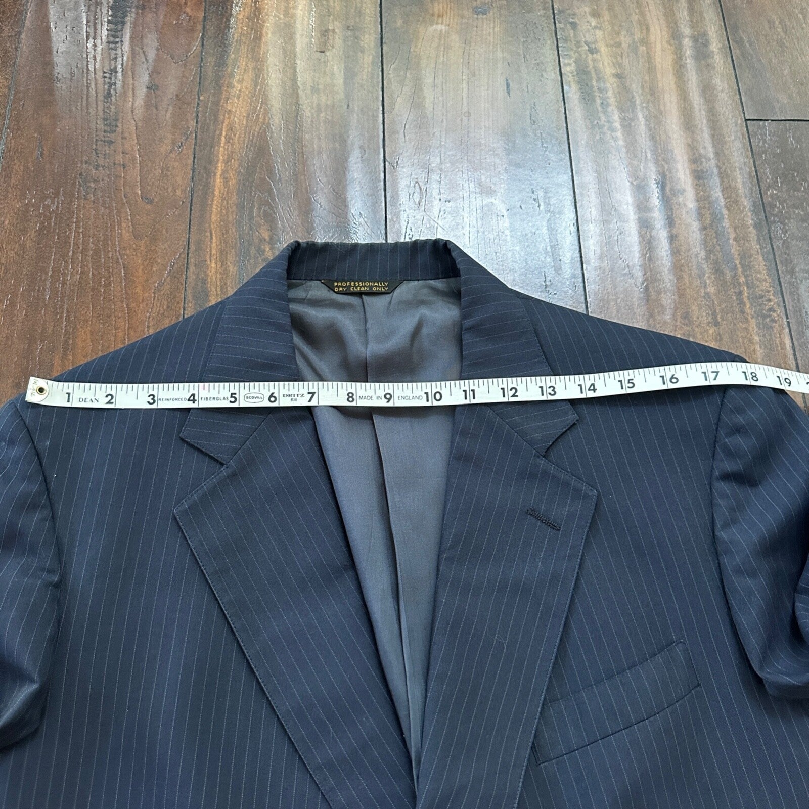 1960s Navy Blue Sport Jacket VTG Mens Suit 44 38x28 Rockabilly Pinstripe Pants