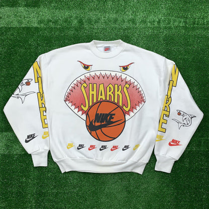 Nike Vintage Sweatshirt Mens T Shirt Sharks Crewneck AOP Basketball Jordan RARE