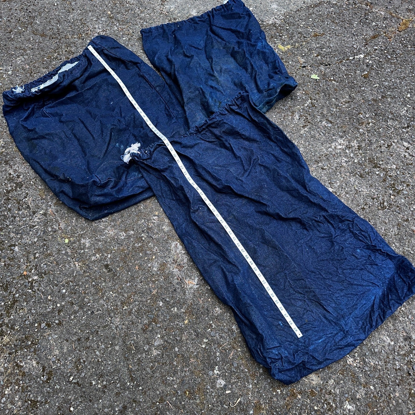 VTG 60s 50s Denim Blue Laundry Drawstring Faded Civilian Bag Lot of 3 USED