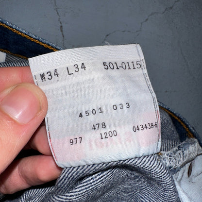 Levis 501 Vintage Y2K 90s XX Straight Leg Jeans Blue Dark Wash 34x34 Act 32x33
