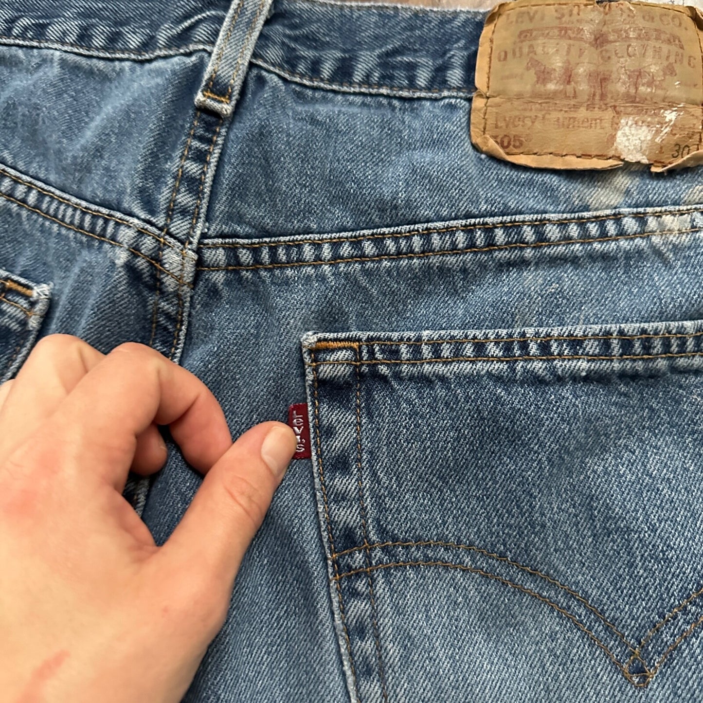 Levis 505 Vintage 90s Straight Leg XX USA Jeans 40x30 Med Wash Act 36x29