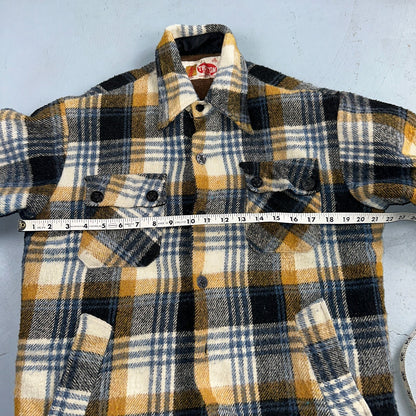 Vintage Triton 70s Sportswear Mens Black Plaid Wool Tartan Work Jacket Navy USN