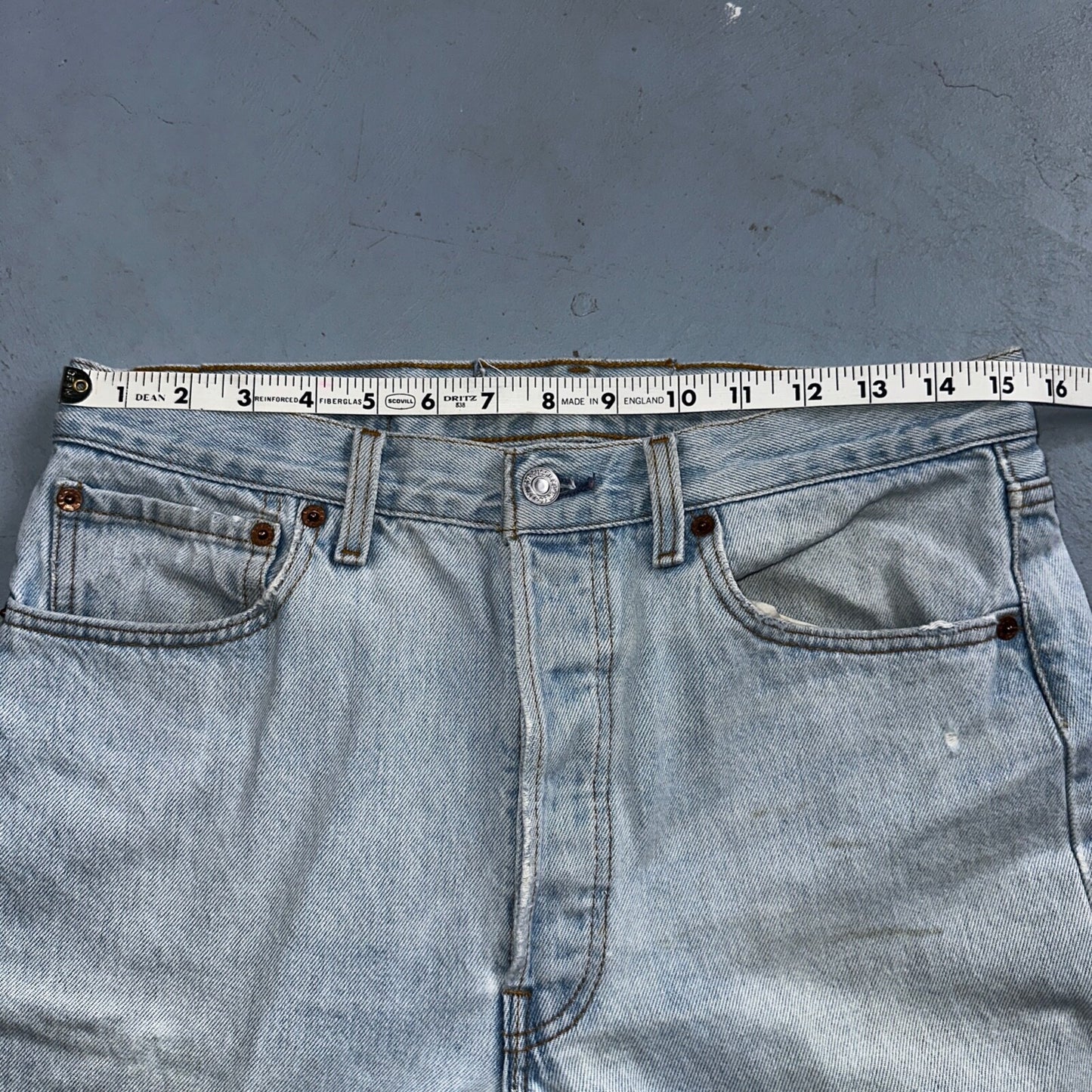 Levis 501 Vintage 90s USA XX Straight Leg Jeans Blue Light Wash 33x34 Act 31x32