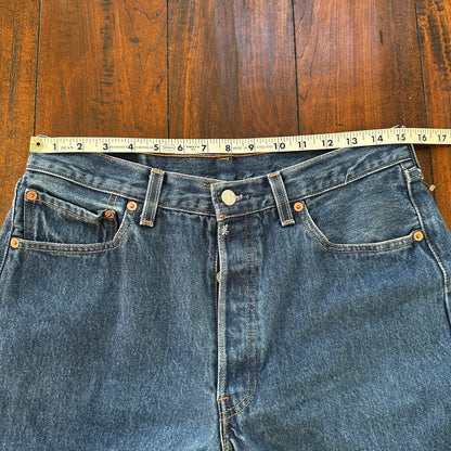 VTG Levis 501 XX Button Fly 90s USA Jeans Denim Straight Capri 34x30 Act 30x26