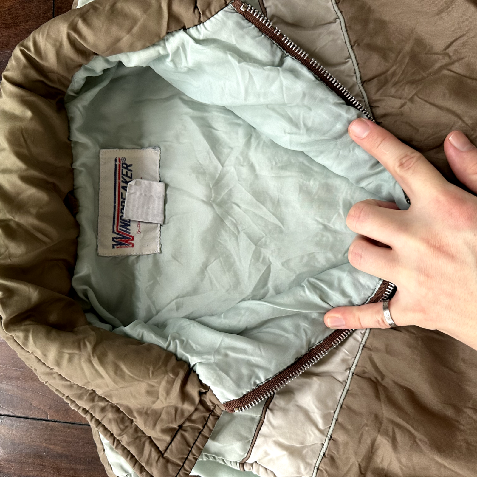 Vtg Windbreaker Vest Outerwear-Sportswear M Green Nylon Down Made In Korea 80s