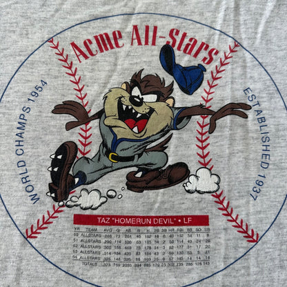 Acme All Stars Vintage T Shirt Taz Homerun Devil Looney Tunes 90s 1991 Baseball
