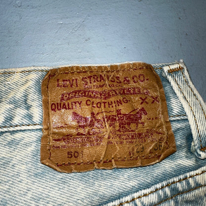 Levis 501 Vintage 90s USA XX Straight Leg Jeans Blue Light Wash 30x34 Act 27x34