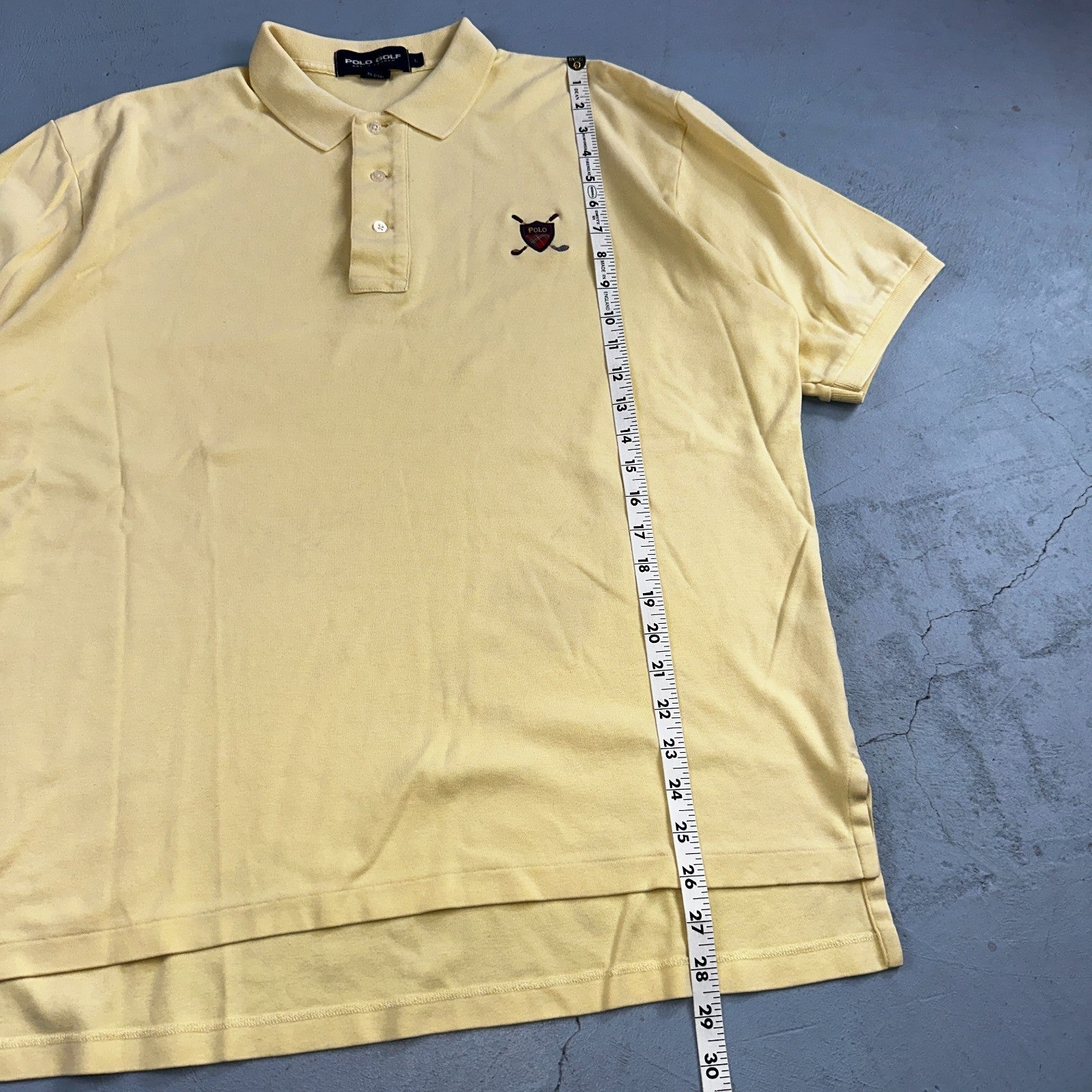 Polo Ralph Lauren Yellow Large Cotton Vintage Made USA Golf Polo Shirt