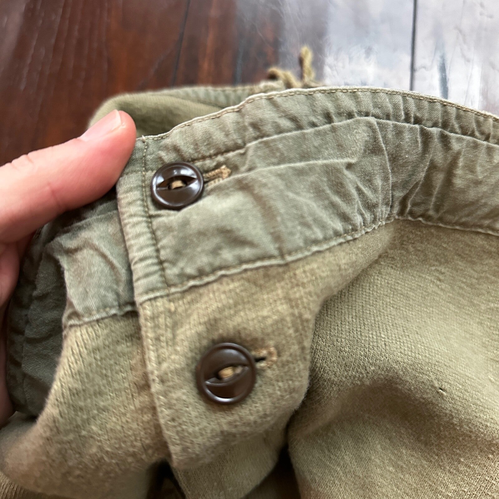 VTG WWII US Military Thermal Wool Pants Joggers Sweatpants 1940s USN Green