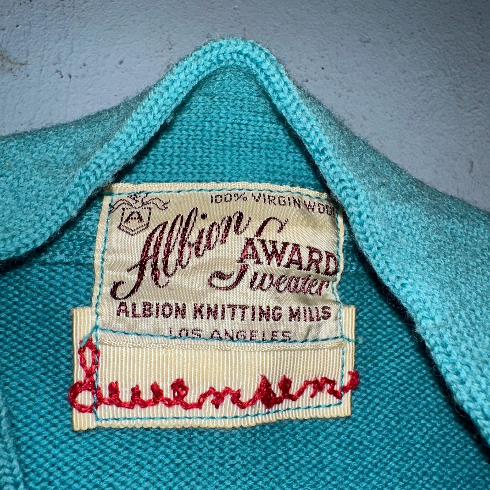 VTG Albion Award Sweater Varsity Letterman Button Cardigan Rockabilly UNC Knit