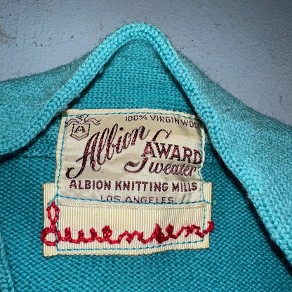 VTG Albion Award Sweater Varsity Letterman Button Cardigan Rockabilly UNC Knit