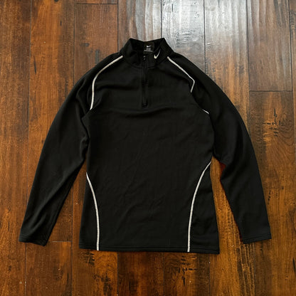VTG Nike Active Pullover Sweater Women's L Black 1/2 Zip Therma-Fit Running 90s