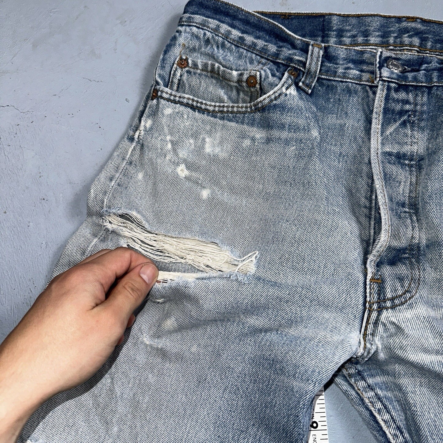 Levis 501 Vintage 90s USA XX Straight Leg Jeans 35x33 Light Wash Act 32x29