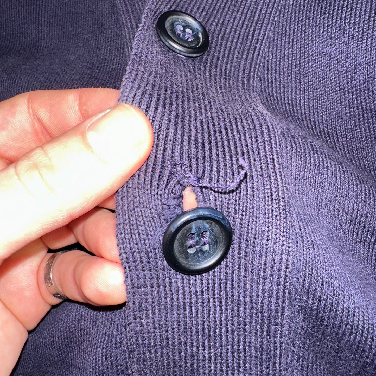 Vintage 70s Robert Bruce Cardigan Sweater Adult XL Navy Grandpa Grunge Faded