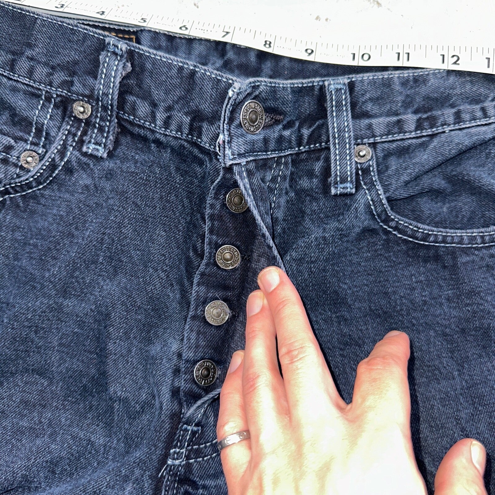 Levis 501 Vintage 90s Mexico Straight Leg Jeans 30x32 Y2K Dark Wash Act 28x32