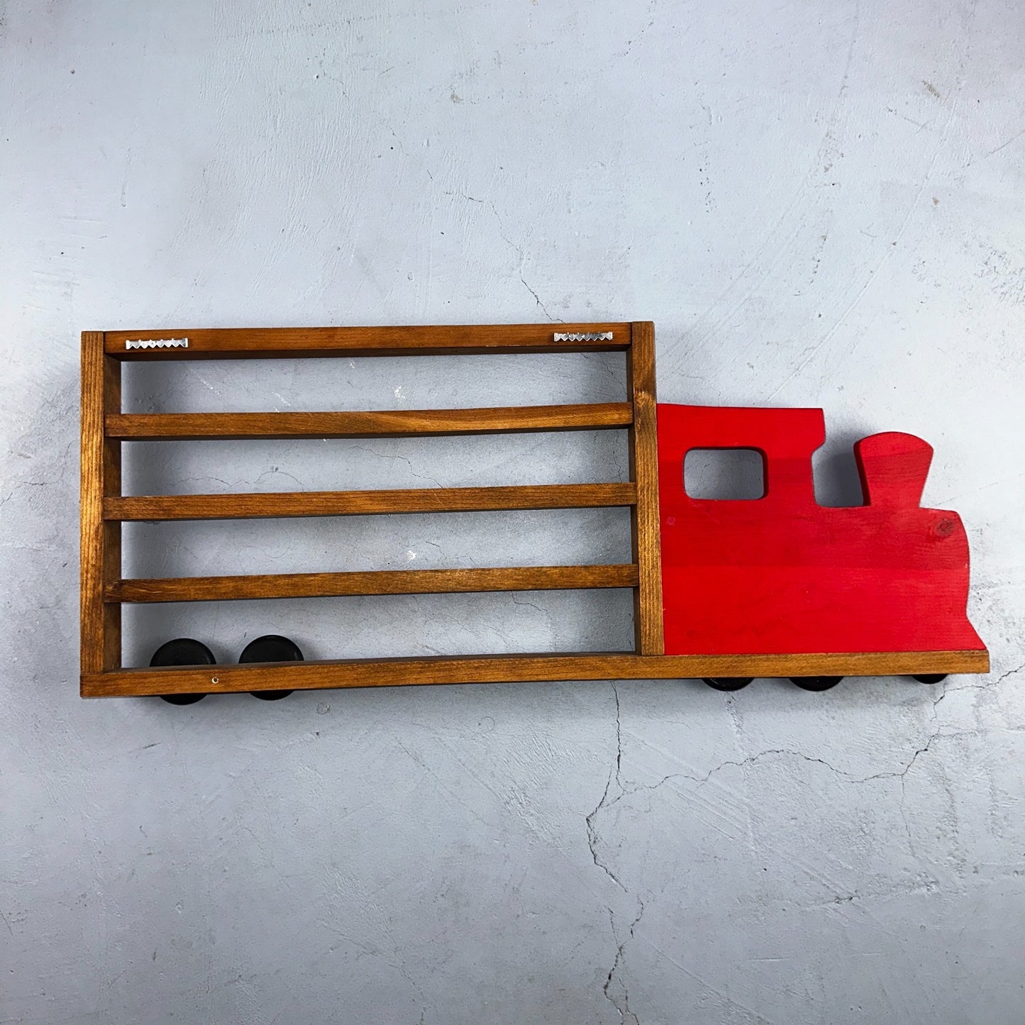 Vintage Wood Truck  Wall Shelf Unit With Wheels Die Cast Display Rustic Chic