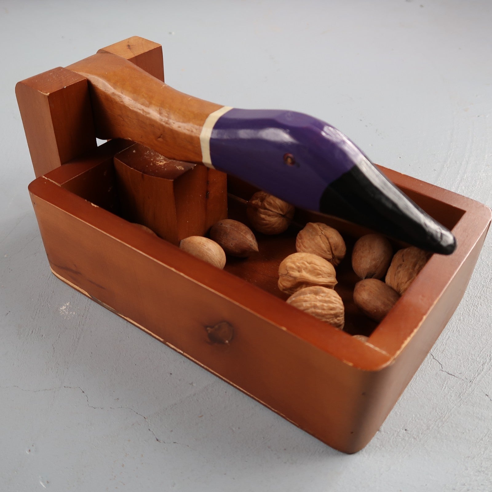 VTG Canadian Goose Duck Nut Cracker Bowl Wooden Shell Cracker Hand Painted Broke