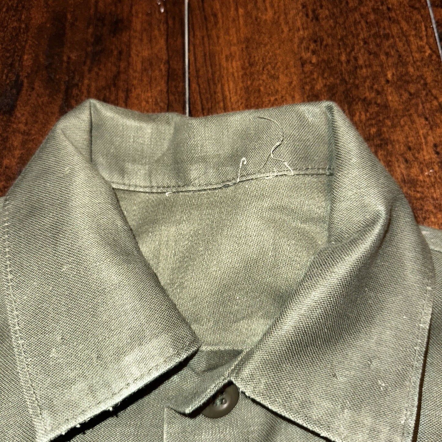 Vintage US Military Shirt OG-107 Vietnam 1970s DSA 1975 Post WWII Camo Green