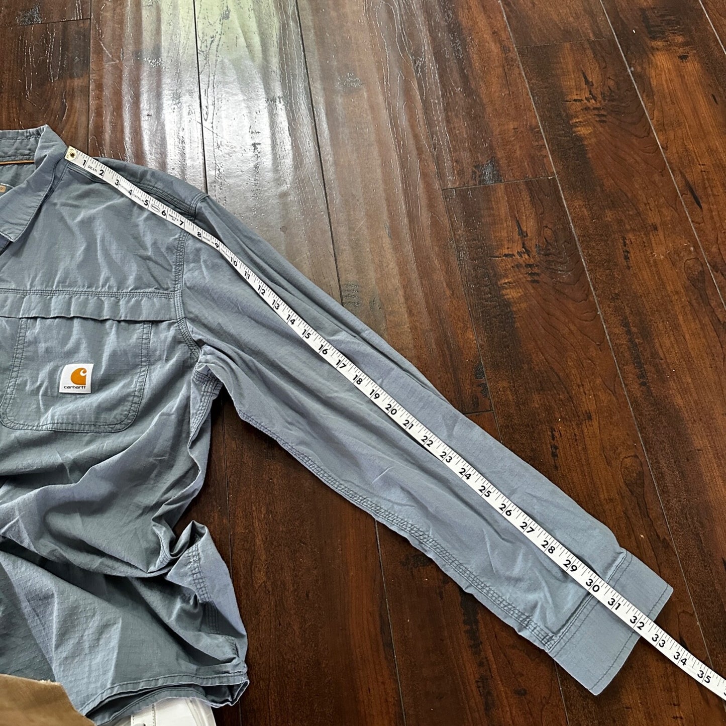 Carhartt Button Shirt XL Blue Force Long Sleeve Shirt Vented Relaxed Fit 101290