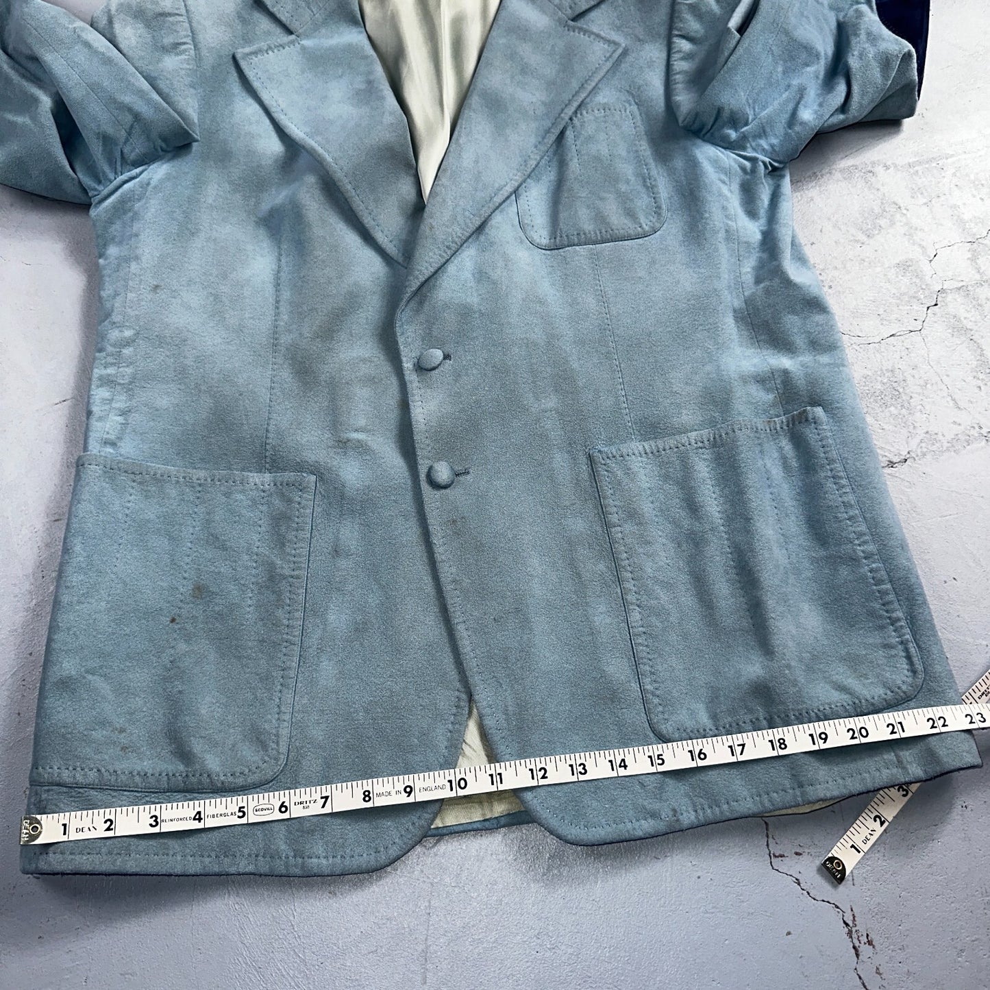 VTG Mens Suit 42 Jacket Sport Coat Rockabilly 60s 70s Suede Blue Disco Lebaron