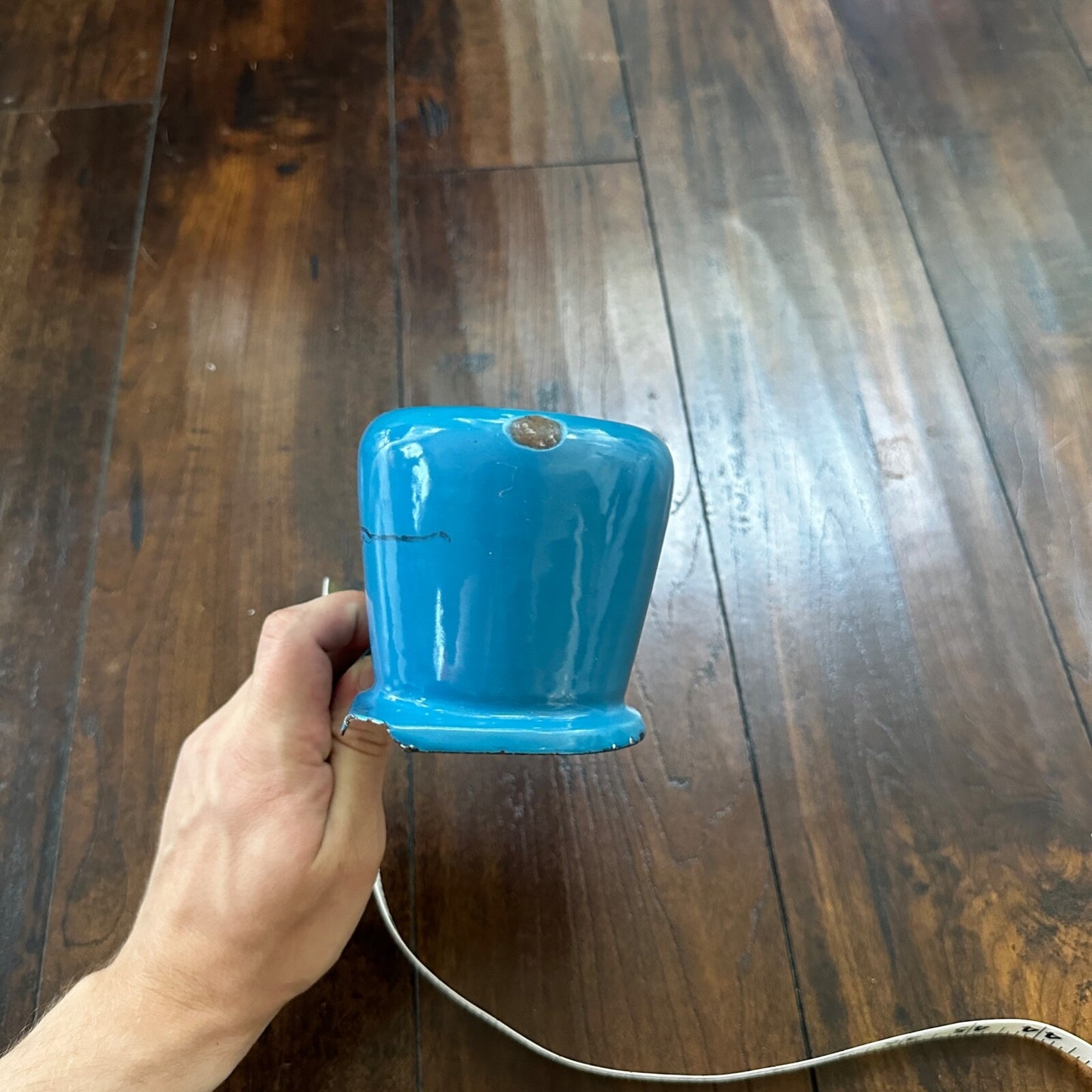 VTG Antique Blue Milk Warmer Primitive Cooking Pot Barista Tool Poland