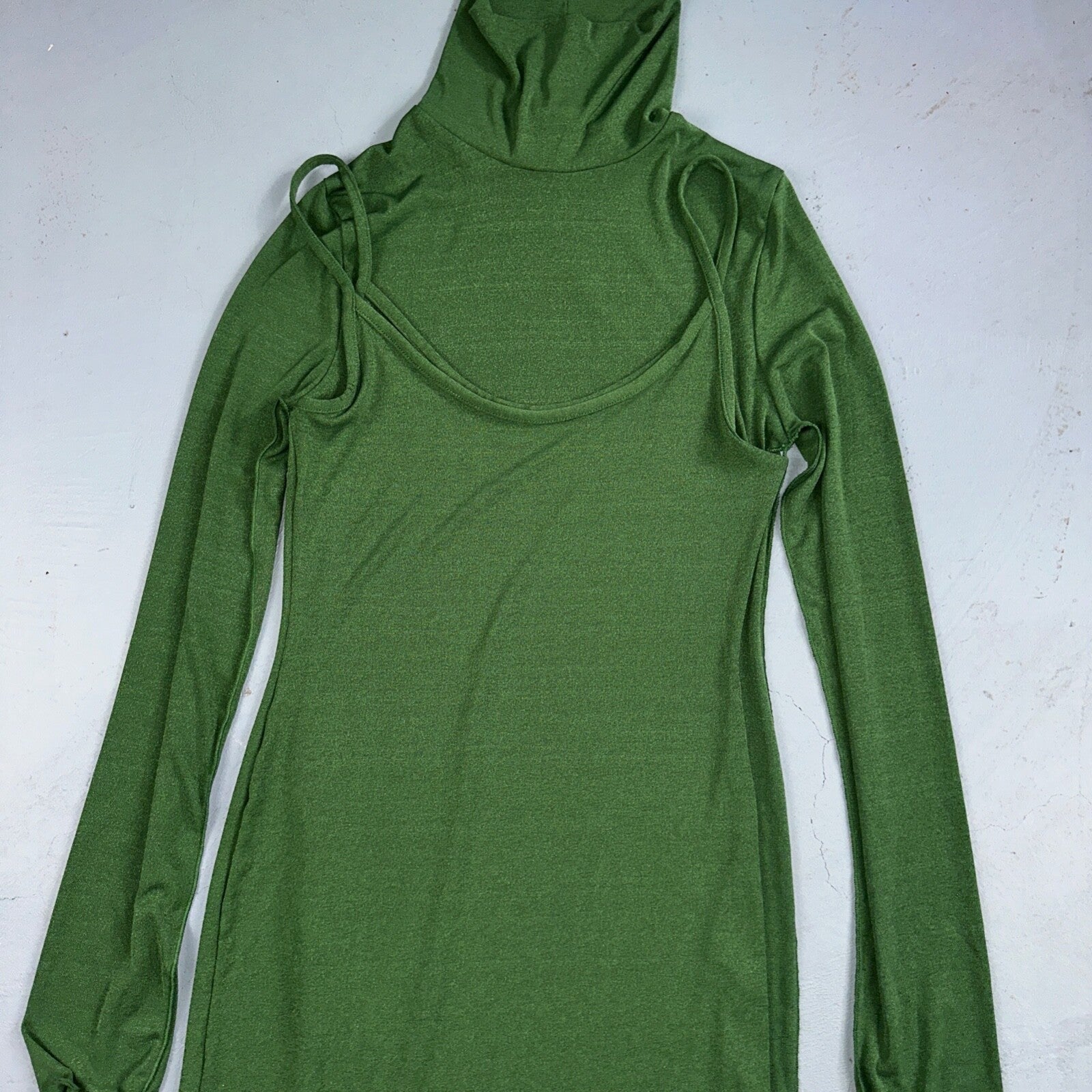 Topshop Women's Maxi Dress S Green Polyester Elastane Maxi Long Mock Neck