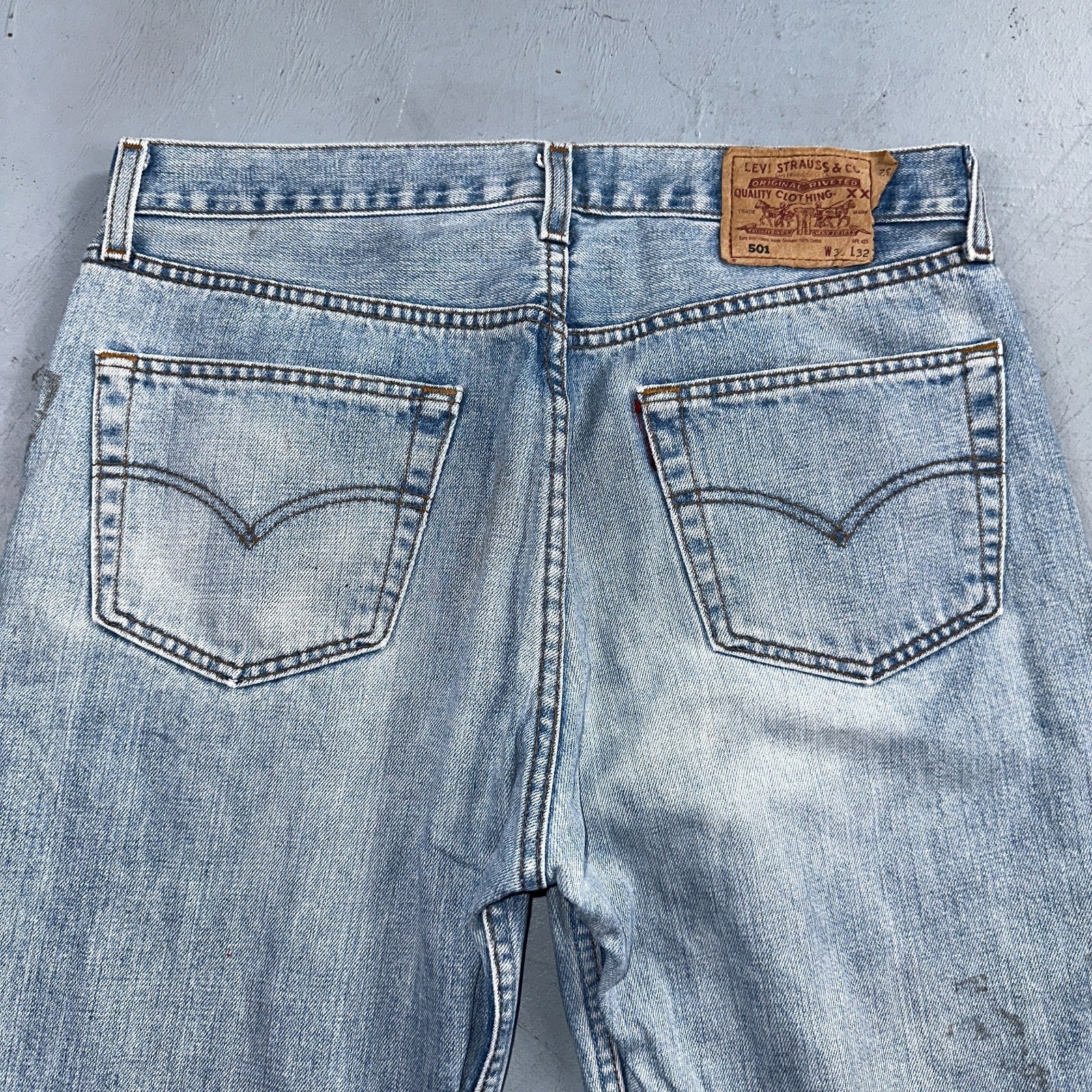 Levis 501 Vintage 90s Poland Straight Leg Jeans Blue Light Wash 36x32 Act 34x31