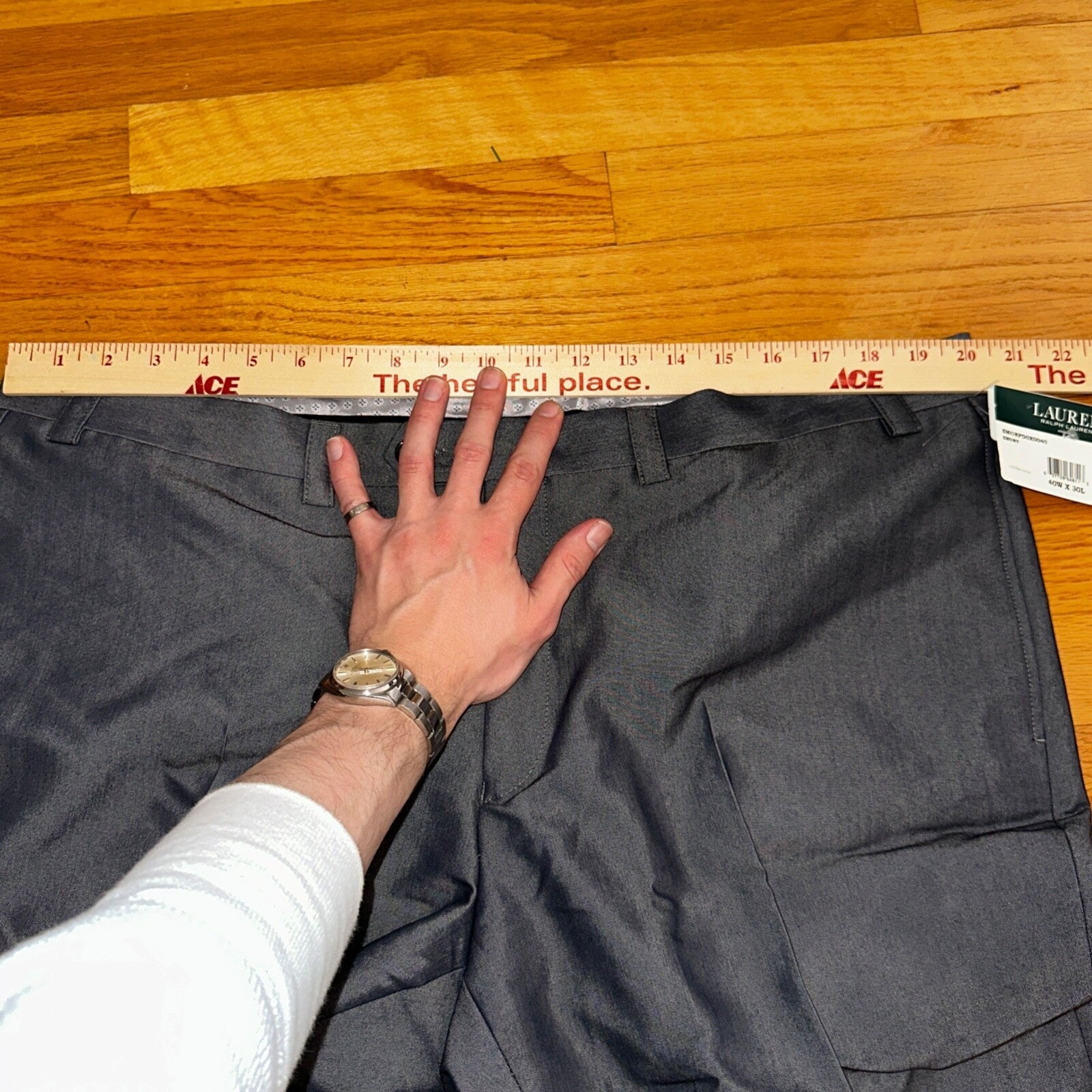 Ralph Lauren Pants Men 40x30 Gray Pleat Polo Business Slacks Trousers