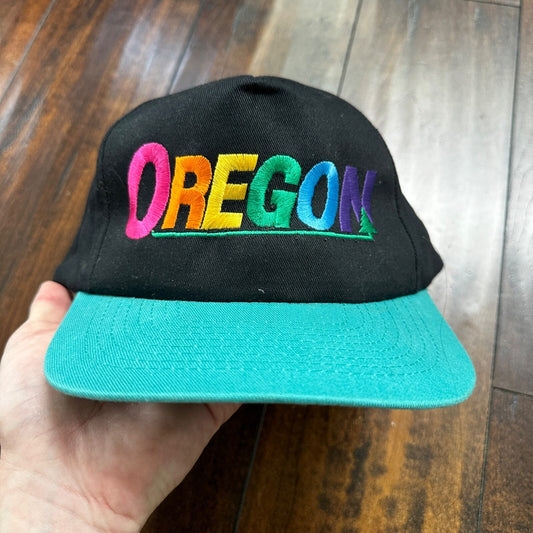 Oregon VTG Hat Cap Snapback Rainbow LGBTQ Cool Support Black Liberal Fun Cute