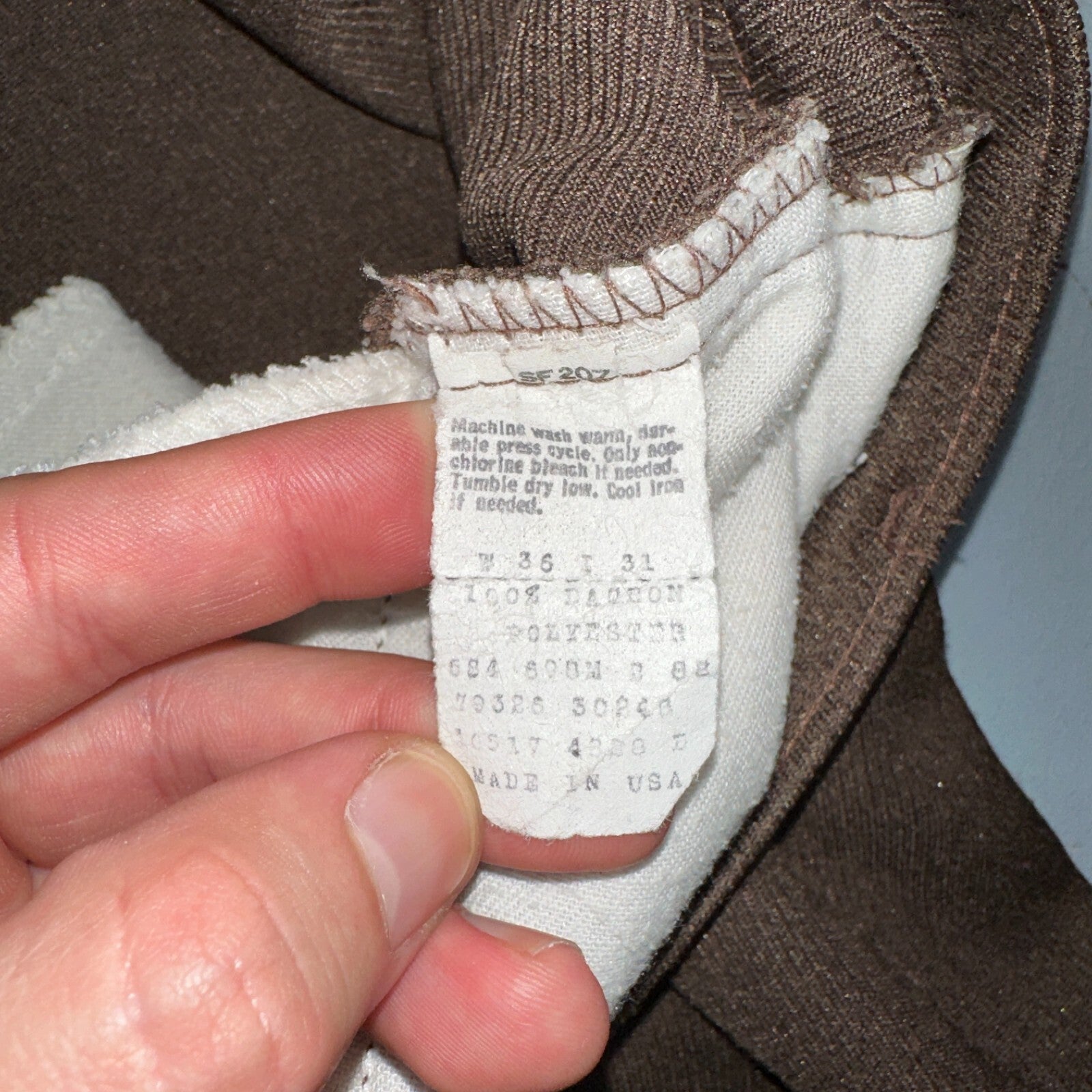 Levis 70s USA 517 36x31 Bootcut Pants Brown Polyester Slacks Vintage 35x30