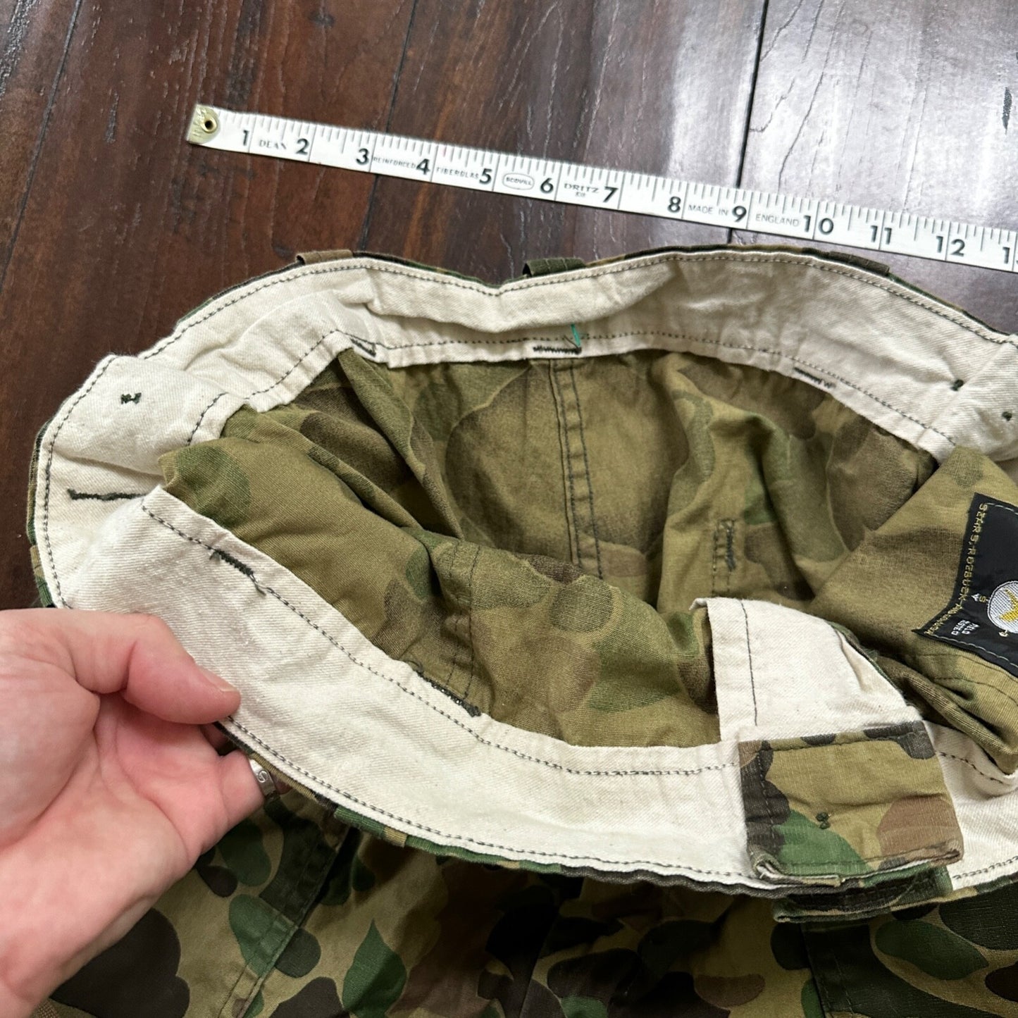 Vintage 60s 70s Sears Frog Skin Camo Pants Talon Zip USMC WWII Military 32x29