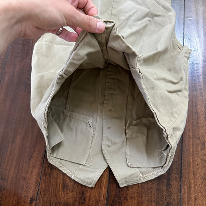 VTG Male Vest Adult Beige Canvas 60s 70s Shooting Hunting buckle back