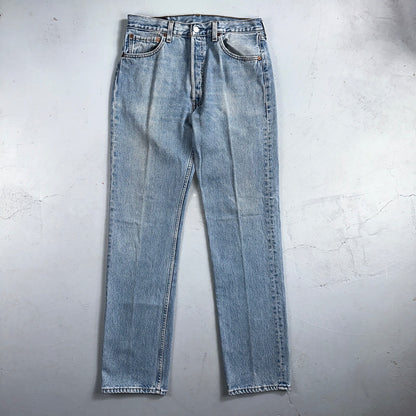 Levis 501 Vintage 90s USA XX Straight Leg Jeans Blue Light Wash 33x34 Act 31x33