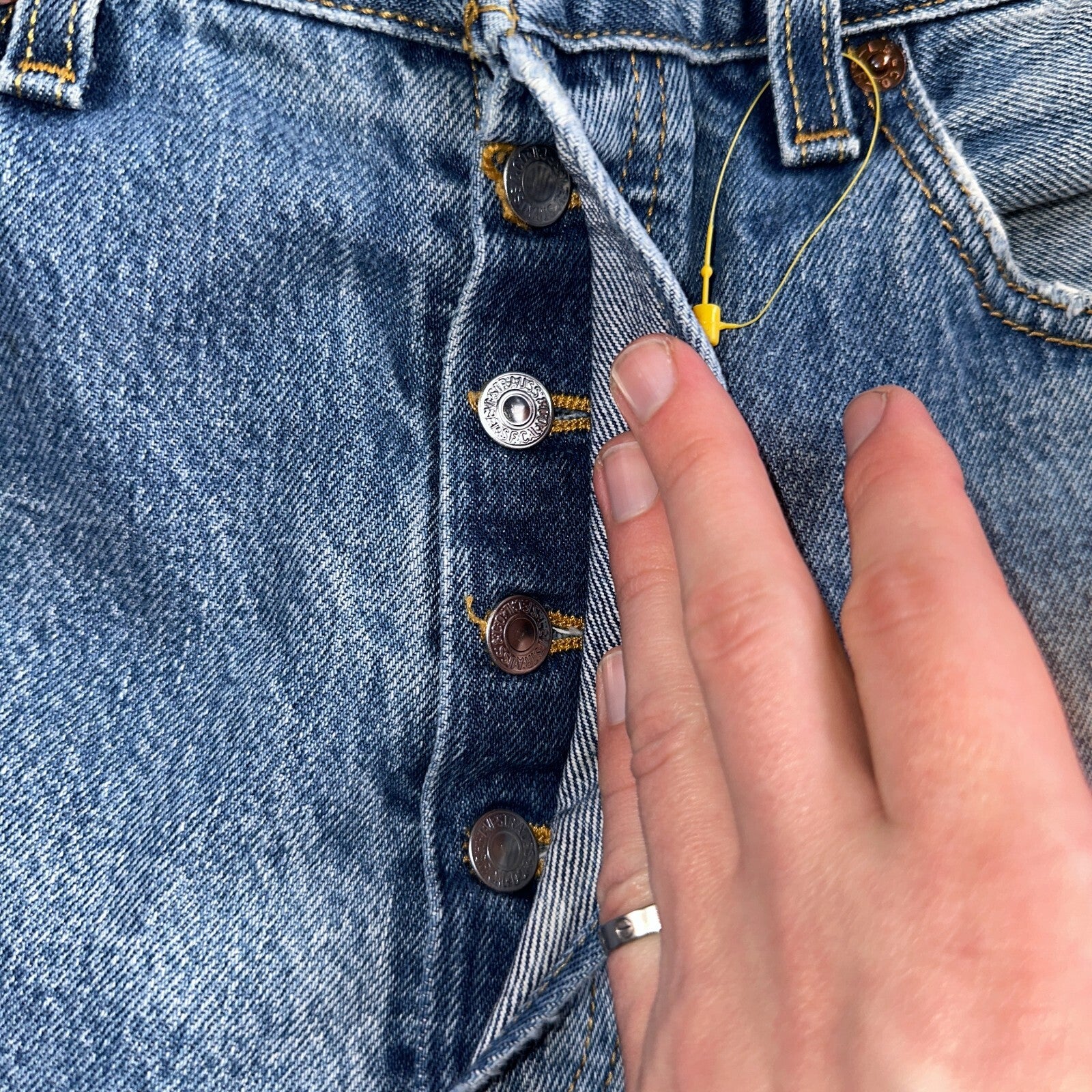 Levis 501 Vintage Y2K XX Straight Leg Jeans Rips Blue Med Wash 33x36 Act 31x31