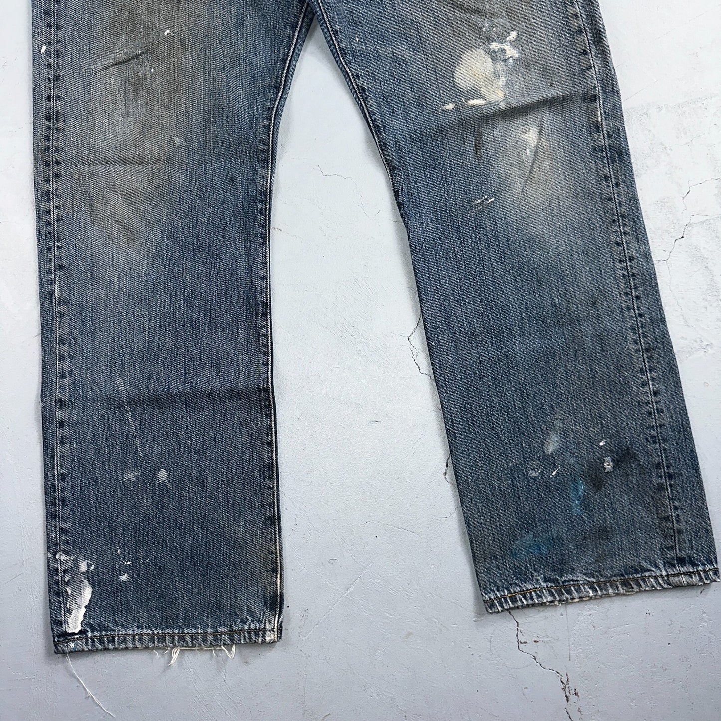 Levis 501 Vintage Y2K XX Straight Leg Jeans Blue Med Wash Paint 38x30 Act 38x29