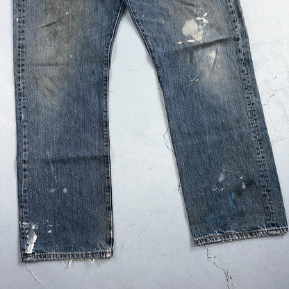 Levis 501 Vintage Y2K XX Straight Leg Jeans Blue Med Wash Paint 38x30 Act 38x29