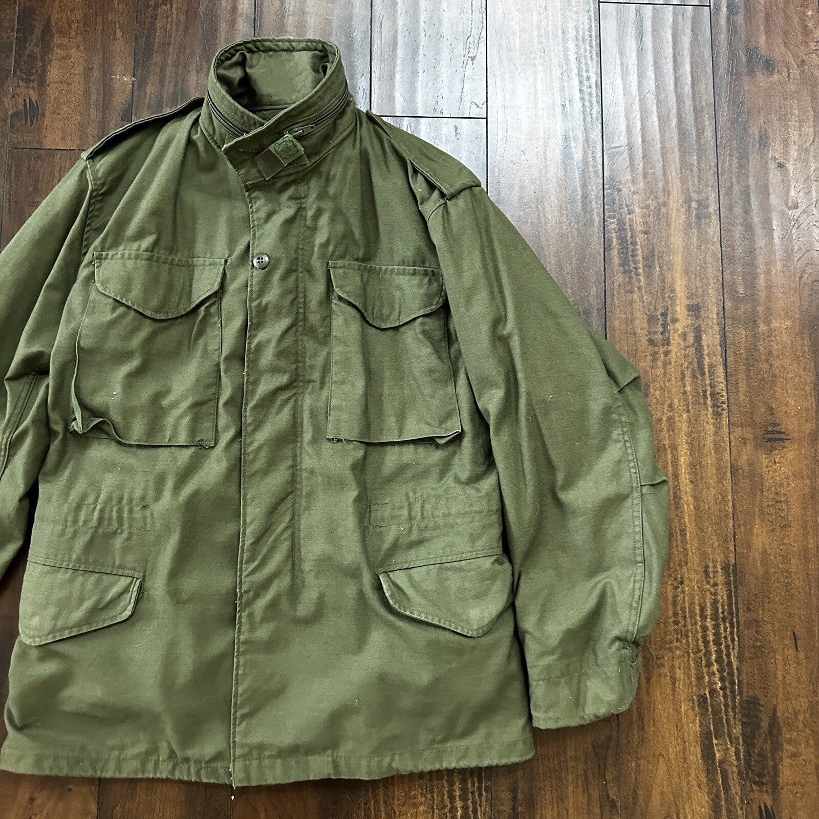 Vintage US Army 1980s Cold Weather Field Coat Jacket M-65 OG 107 Small 80s wwii