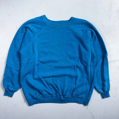 1990s VTG Hanes Sport Blank Sweatshirt XL Blue Made In USA Crewneck Basic
