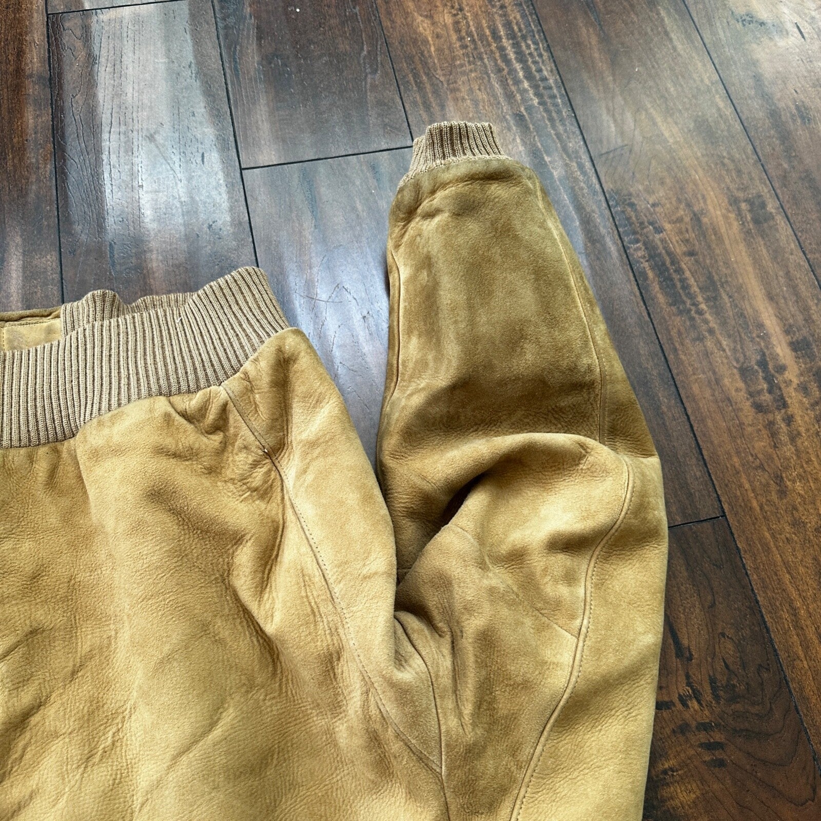 VTG 1950s DuPont Quilon Jacket Tan Suede Leather Lined Bomber 44 Rockabilly