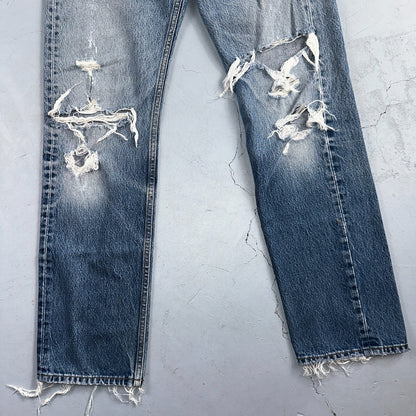 Levis 501 Vintage Y2K XX Straight Leg Jeans Rips Blue Med Wash 33x36 Act 31x31