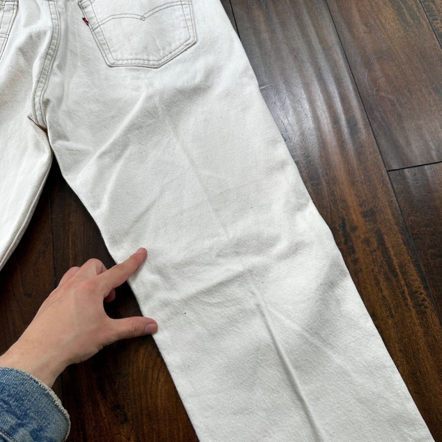 VTG 90s Levis 501 Button Fly 36x32 USA Tag Jeans Straight White XX Act 32x31