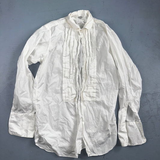 Vtg 1940s Arrow Mitoga Sanforized Formal Shirt 15 - 33 Tuxedo Dress White