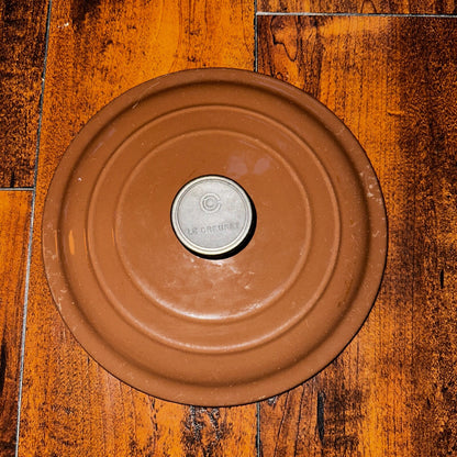 Le Creuset #20 Pan Round Dutch Oven Lid Only France Enamel VTG Pot Brown C