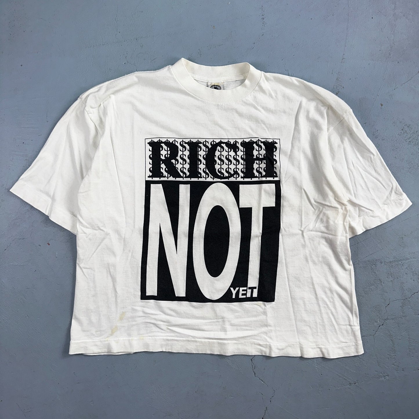 Rich Not Yet Funny Crop Top VTG T Shirt 90s Ross Quote Cool Graphic Quote 1990s