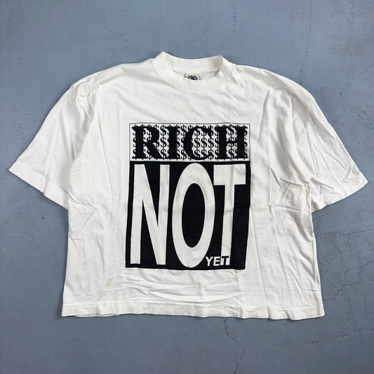 Rich Not Yet Funny Crop Top VTG T Shirt 90s Ross Quote Cool Graphic Quote 1990s
