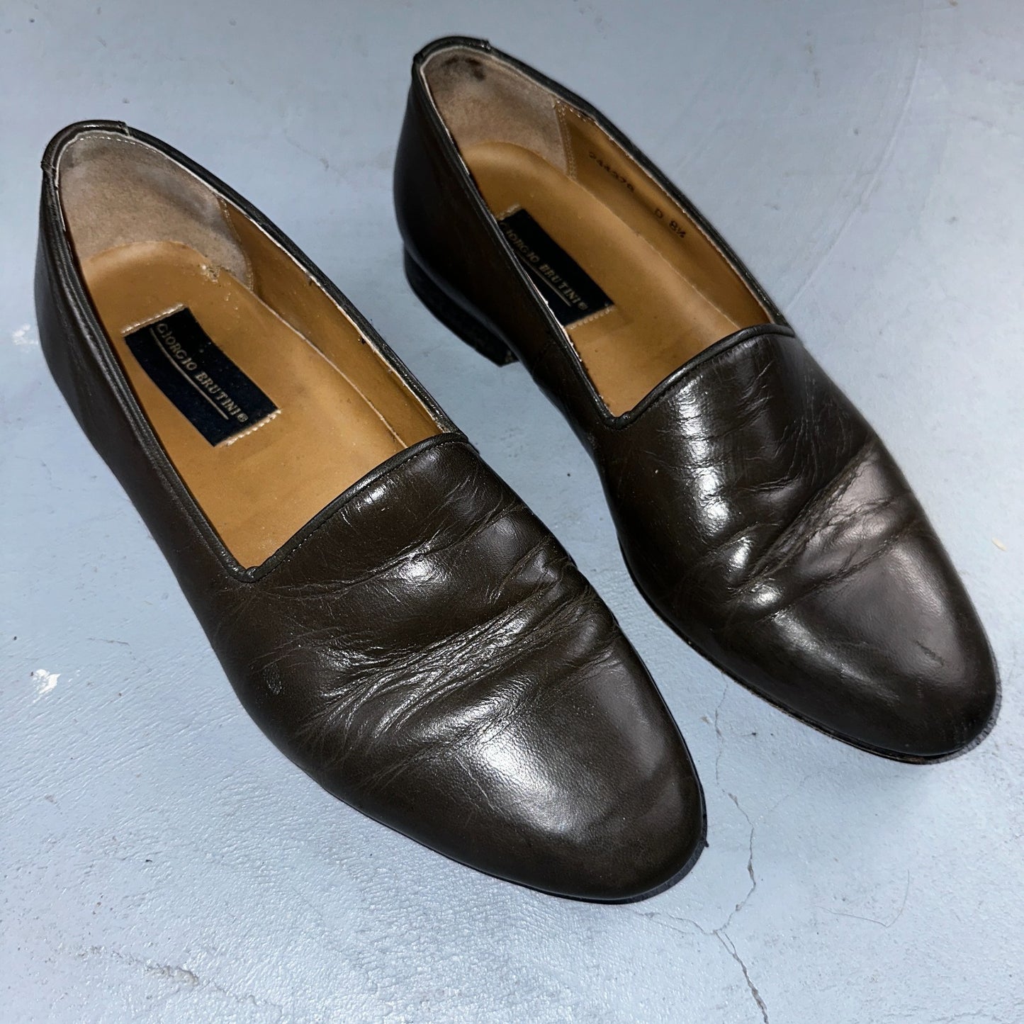 Giorgio Brutini Men Crawley Kidskin Leather Slip On Pump Loafer Gray 8.5 BLEMISH