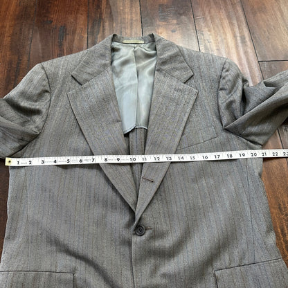 1960s 1970s Brown Striped Sport Jacket VTG Mens Suit 41 33x27 Rockabilly Wool
