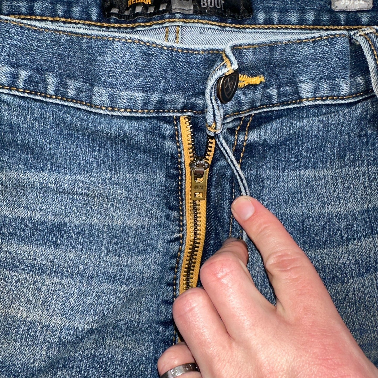 Ariat Rebar Jeans Men's 35x34 Blue M4 Workhorse Edge Boot Cut Western